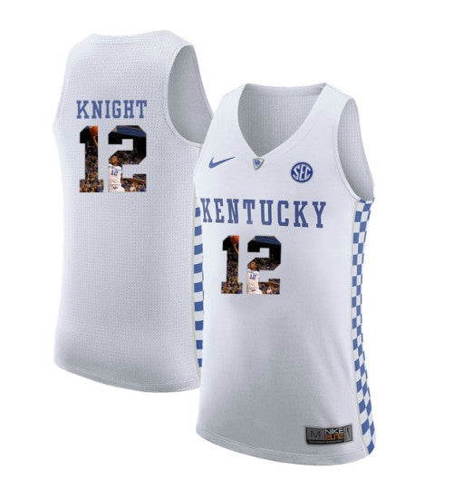 Kentucky Wildcats 12 On Knight College Basketball Jersey White retro stitched fan jersey RTJ4553 image 1