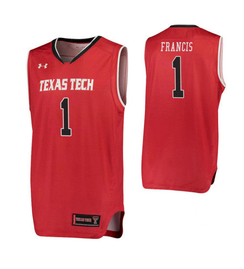 Texas Tech Red Raiders One Francis Performance College Basketball Jersey Red retro stitched fan jersey RTJ1897 image 1