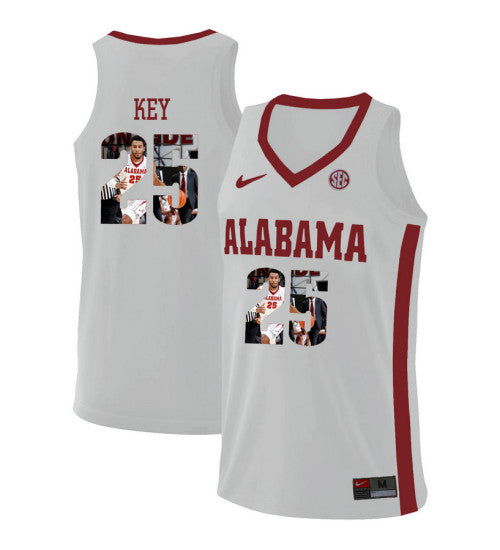 Alabama Crimson Tide 25 Braxton Key College Basketball Jersey White 44 retro stitched fan jersey RTJ12605 image 1