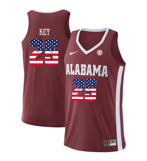 Alabama Crimson Tide 25 Braxton Key College Basketball Jersey Red 43 retro stitched fan jersey RTJ12606 image 1