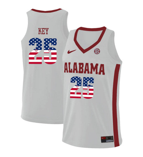 Alabama Crimson Tide 25 Braxton Key College Basketball Jersey White 5953 retro stitched fan jersey RTJ6696 image 1