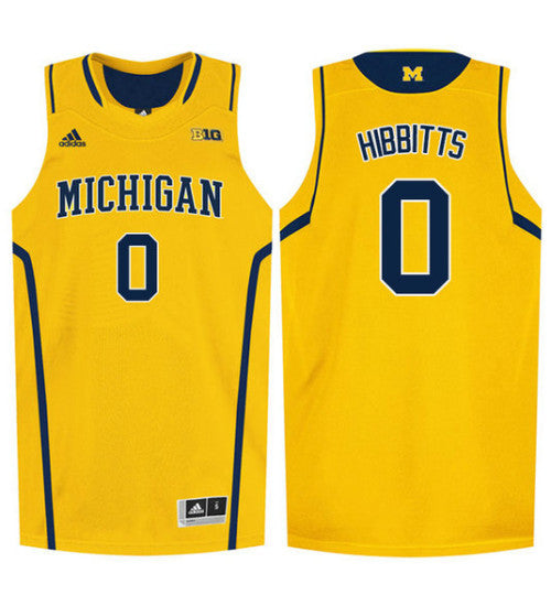 Michigan Wolverines 0 Brent Hibbitts College Basketball Jersey Gold retro stitched fan jersey RTJ3769 image 1