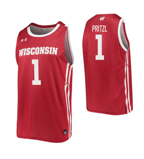 Wisconsin Badgers 1 Brevin Pritzl Red College Basketball Jersey retro stitched fan jersey RTJ6814 image 1