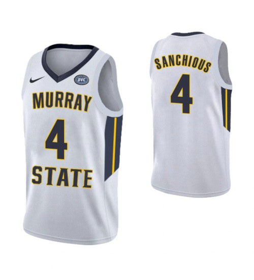 Murray State Racers 4 Brion Sanchious College Basketball Jersey White retro stitched fan jersey RTJ3374 image 1