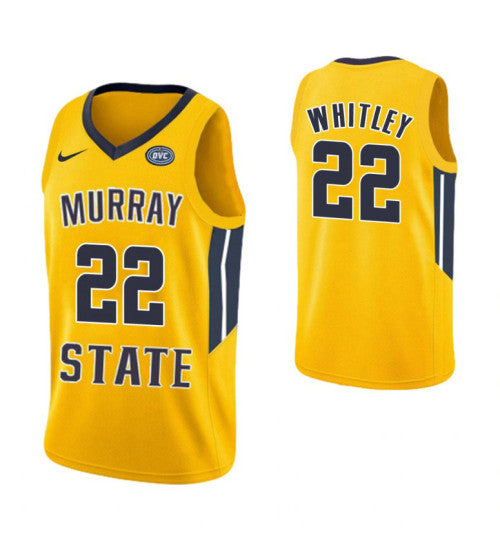 Murray State Racers 22 Brion Whitley College Basketball Jersey Yellow retro stitched fan jersey RTJ9198 image 1