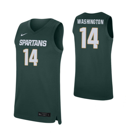 Brock Washington College Basketball Jersey Green Michigan State Spartans retro stitched fan jersey RTJ6230 image 1