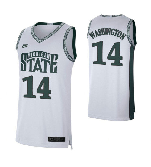 Michigan State Spartans 14 Brock Washington Retro Limited College Basketball Jersey White retro stitched fan jersey