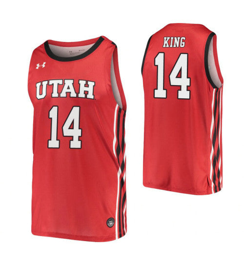 Brooks King College Basketball Jersey Red Utah Utes retro stitched fan jersey RTJ6226 image 1