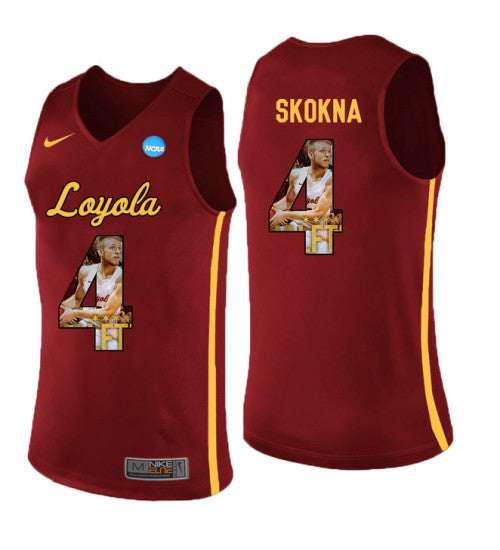 Loyola Chi Ramblers 4 Bruno Skokna College Basketball Jersey Red retro stitched fan jersey RTJ10134 image 1