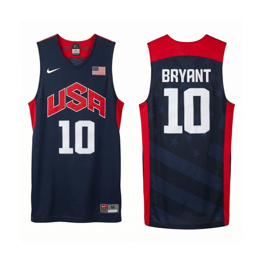 Bryant Team USA Jersey #10 Olympics Team Basketball Jersey, Navy Blue