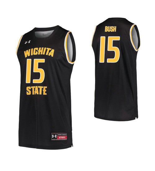 Wichita State Shockers 15 Brycen Bush Black College Basketball Jersey retro stitched fan jersey RTJ6854 image 1