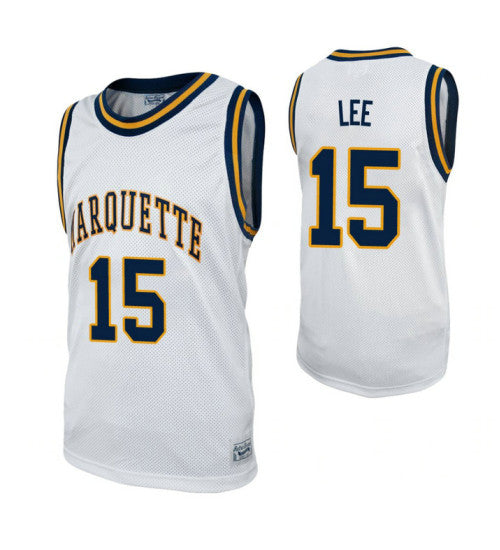 Marquette Golden Eagles 15 Butch Lee White College Basketball Jersey retro stitched fan jersey RTJ10013 image 1