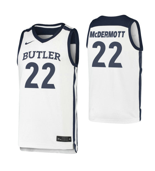 Butler Bulldogs 22 Sean Mcdermott White College Basketball Jersey retro stitched fan jersey RTJ6208 image 1