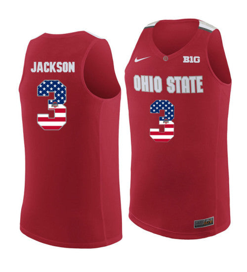 Ohio State Buckeyes 3 Cj Jackson College Basketball Jersey Red 4019 retro stitched fan jersey RTJ8630 image 1