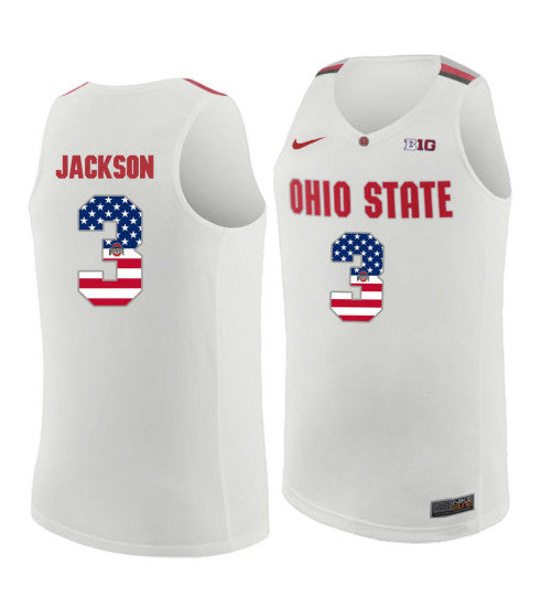 Ohio State Buckeyes 3 Cj Jackson College Basketball Jersey White 9816 retro stitched fan jersey RTJ2833 image 1