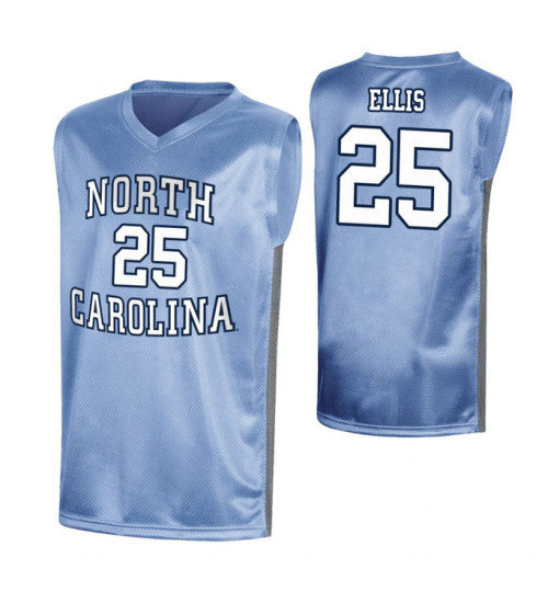 North Carolina Tar Heels 25 Caleb Ellis Royal College Basketball Jersey retro stitched fan jersey RTJ3153 image 1