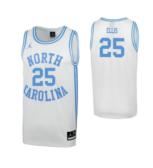 North Carolina Tar Heels 25 Caleb Ellis White College Basketball Jersey retro stitched fan jersey RTJ8958 image 1