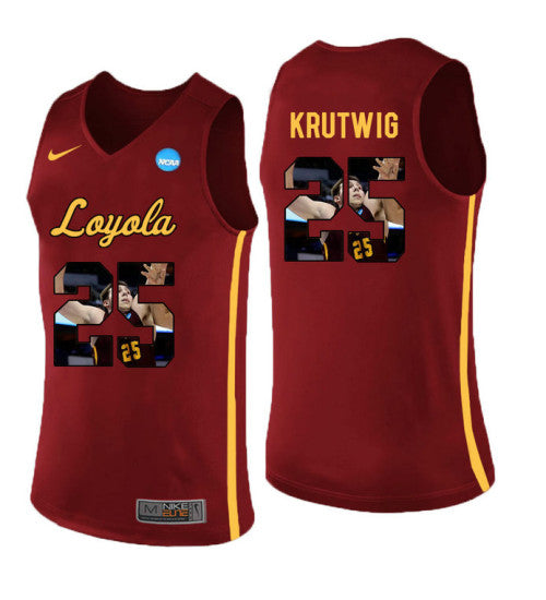 Loyola Chi Ramblers 25 Cameron Krutwig College Basketball Jersey Red retro stitched fan jersey RTJ10144 image 1