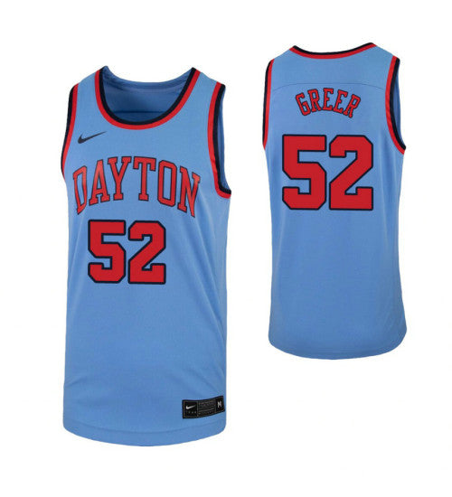 Camron Greer College Basketball Jersey Light Blue Dayton Flyers retro stitched fan jersey RTJ11957 image 1
