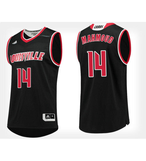 Louisville Cardinals 14 Anas Mahmoud Black Alternate College Basketball Jersey retro stitched fan jersey RTJ4395 image