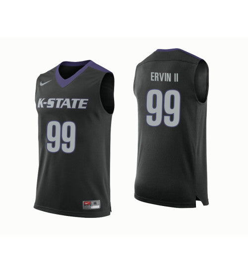 Kansas State Wildcats 99 Carlbe Ervin Ii College Basketball Jersey Black retro stitched fan jersey RTJ4587 image 1