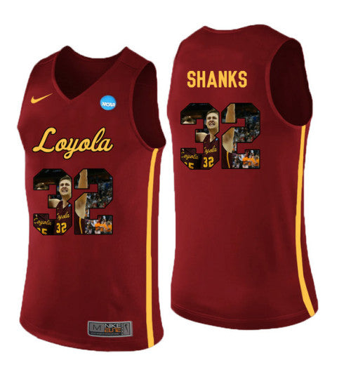 Loyola Chi Ramblers 32 Carson Shanks College Basketball Jersey Red retro stitched fan jersey RTJ4285 image 1