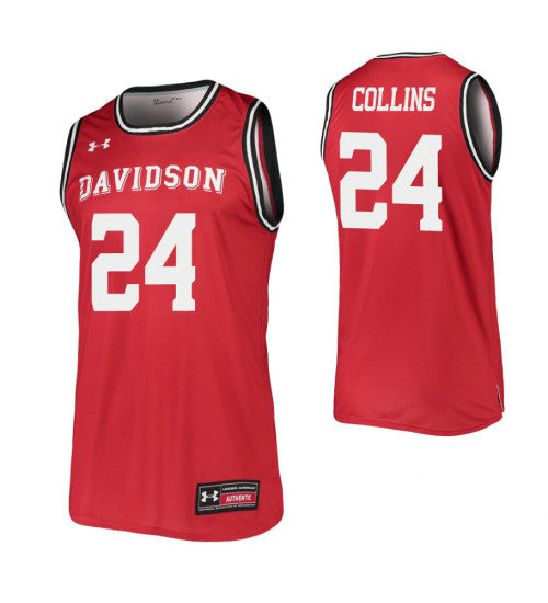 Carter Collins College Basketball Jersey Red Davidson Wildcats retro stitched fan jersey RTJ11956 image 1