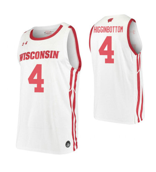 Carter Higginbottom College Basketball Jersey White Wisconsin Badgers retro stitched fan jersey RTJ6056 image 1