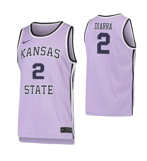 Kansas State Wildcats 2 Cartier Diarra Purple College Basketball Jersey 8033 retro stitched fan jersey RTJ4616 image 1