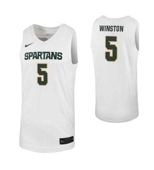 Cassius Winston College Basketball Jersey White Michigan State Spartans retro stitched fan jersey RTJ6053 image 1