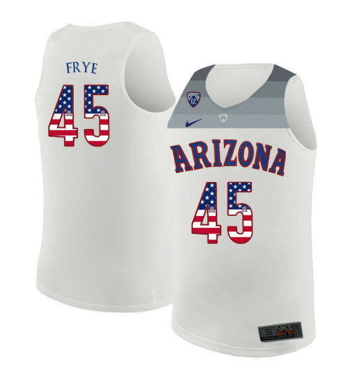 Arizona Wildcats 45 Channing Frye College Basketball Jersey White 6215 retro stitched fan jersey RTJ6434 image 1