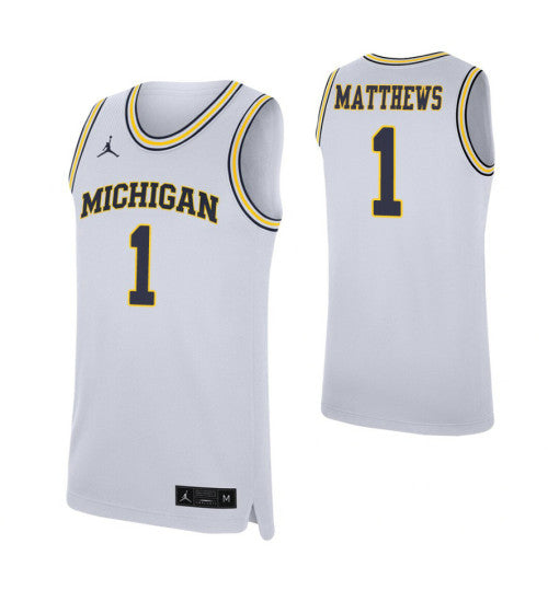 Michigan Wolverines 1 Charles Matthews White College Basketball Jersey retro stitched fan jersey RTJ9556 image 1