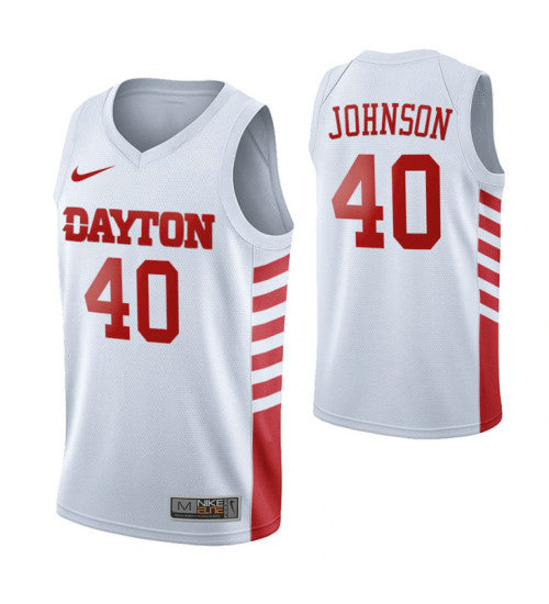 Dayton Flyers 40 Chase Johnson College Basketball Jersey White retro stitched fan jersey RTJ5774 image 1