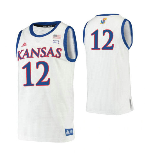Kansas Jayhawks 12 Chris Teahan White College Basketball Jersey retro stitched fan jersey RTJ4794 image 1