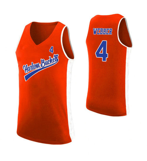 Harlem Buckets 4 Chris Webber Orange College Basketball Jersey retro stitched fan jersey RTJ11073 image 1