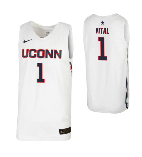 UConn Huskies 1 Christian Vital White College Basketball Jersey retro stitched fan jersey RTJ1771 image 1
