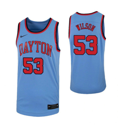 Christian Wilson College Basketball Jersey Light Blue Dayton Flyers retro stitched fan jersey RTJ6036 image 1