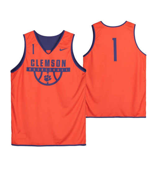 Clemson Tigers Orange Team Issued 1 College Basketball Jersey From The Basketball Program retro stitched fan jersey