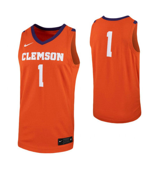 Clemson Tigers 1 College Basketball Jersey Orange retro stitched fan jersey RTJ5982 image 1