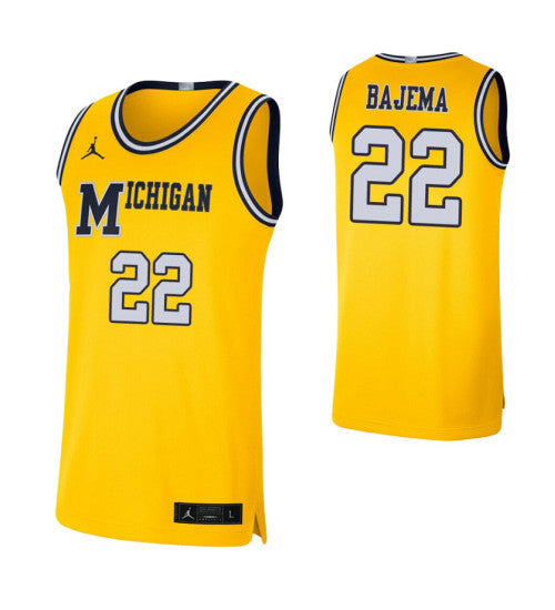 Michigan Wolverines 22 Cole Bajema Maize College Basketball Jersey retro stitched fan jersey RTJ9478 image 1