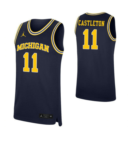 Colin Castleton College Basketball Jersey Navy Michigan Wolverines retro stitched fan jersey RTJ11853 image 1