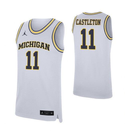 Colin Castleton College Basketball Jersey White Michigan Wolverines retro stitched fan jersey RTJ11852 image 1