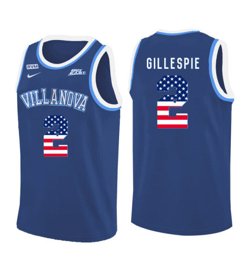 Villanova Wildcats 2 Collin Gillespie College Basketball Jersey Blue 5414 retro stitched fan jersey RTJ7235 image 1