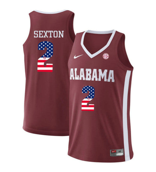 Alabama Crimson Tide 2 Collin Sexton College Basketball Jersey Red 24 retro stitched fan jersey RTJ12625 image 1