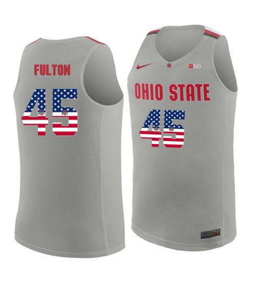 Ohio State Buckeyes 45 Connor Fulton College Basketball Jersey Gray retro stitched fan jersey RTJ2797 image 1