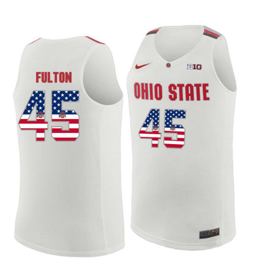 Ohio State Buckeyes 45 Connor Fulton College Basketball Jersey White retro stitched fan jersey RTJ2792 image 1