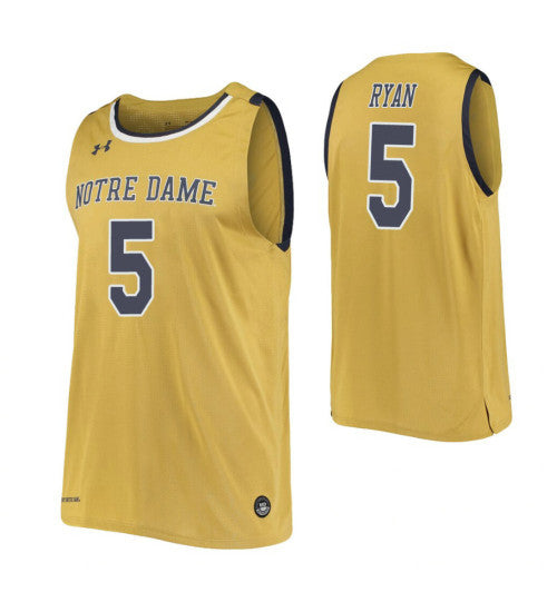 Cormac Ryan College Basketball Jersey Gold Notre Dame Fighting Irish retro stitched fan jersey RTJ11801 image 1