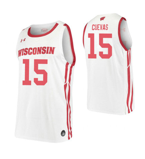 Courtland Cuevas College Basketball Jersey White Wisconsin Badgers retro stitched fan jersey RTJ5901 image 1