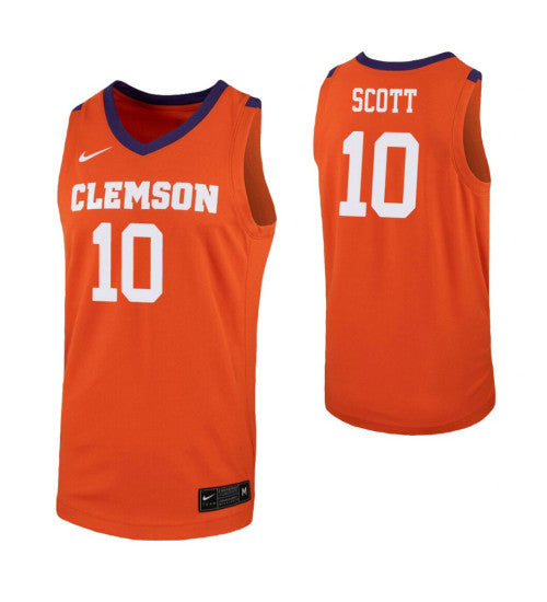 Clemson Tigers 10 Curran Scott Orange College Basketball Jersey retro stitched fan jersey RTJ5980 image 1