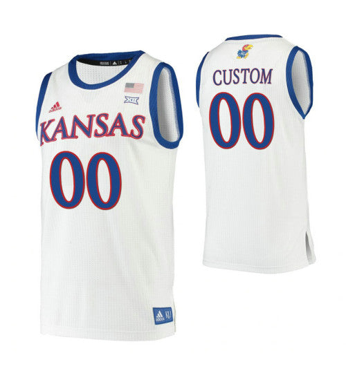 Kansas Jayhawks Custom College Basketball Jersey White retro stitched fan jersey RTJ10482 image 1
